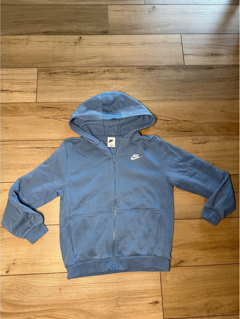 Nike Kids XL Blue Full Zip Fleece Hoodie Swoosh Sweatshirt